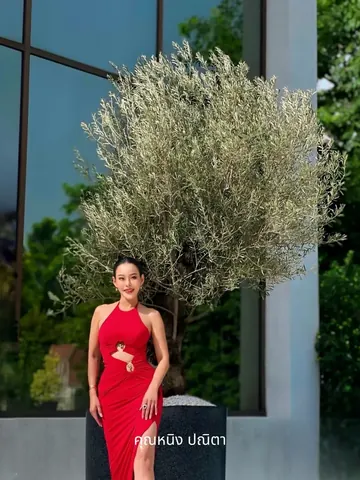 Ning Panita stands beside a tall olive tree.